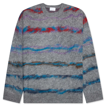 JOHN ELLIOTT Mohair Jacquard Crew in Birds Eye