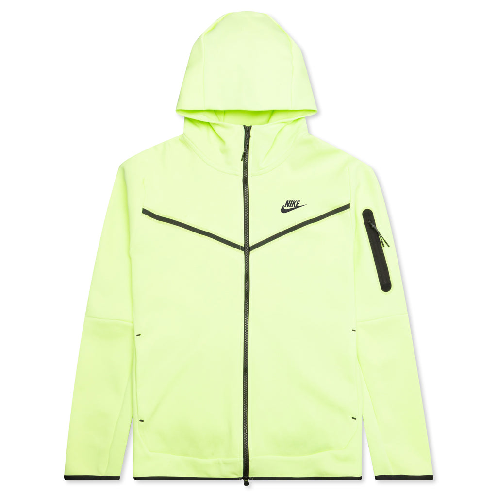 Nike Sportswear Tech Fleece Full Zip Up Hoodie - Light Liquid Lime/Bla ...