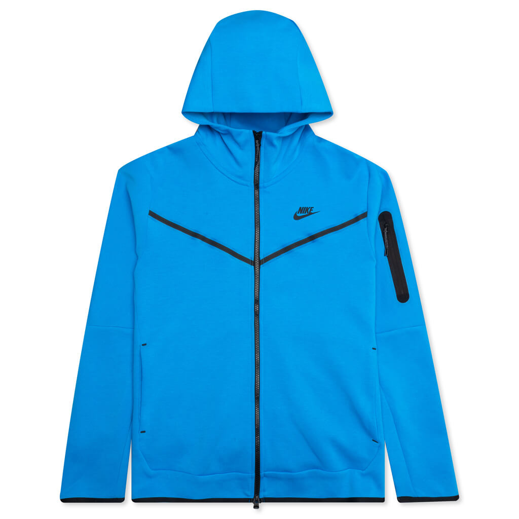 Nike Sportswear Tech Fleece Full Zip Up Hoodie - Light Photo Blue/Blac ...