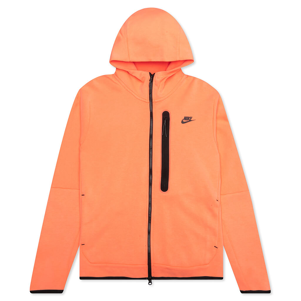 Nike Sportswear Tech Fleece Washed Full-Zip Hoodie - Orange Frost/Blac ...