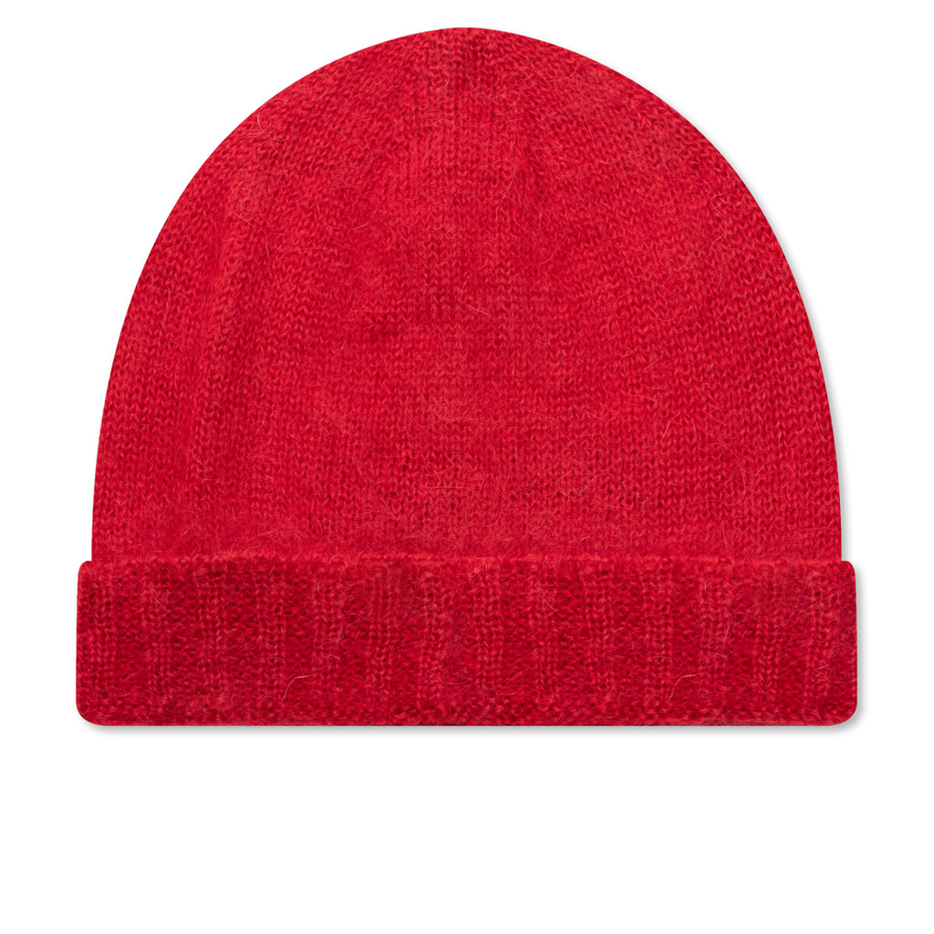 Knit Beanie With Woven Label - Red – Feature
