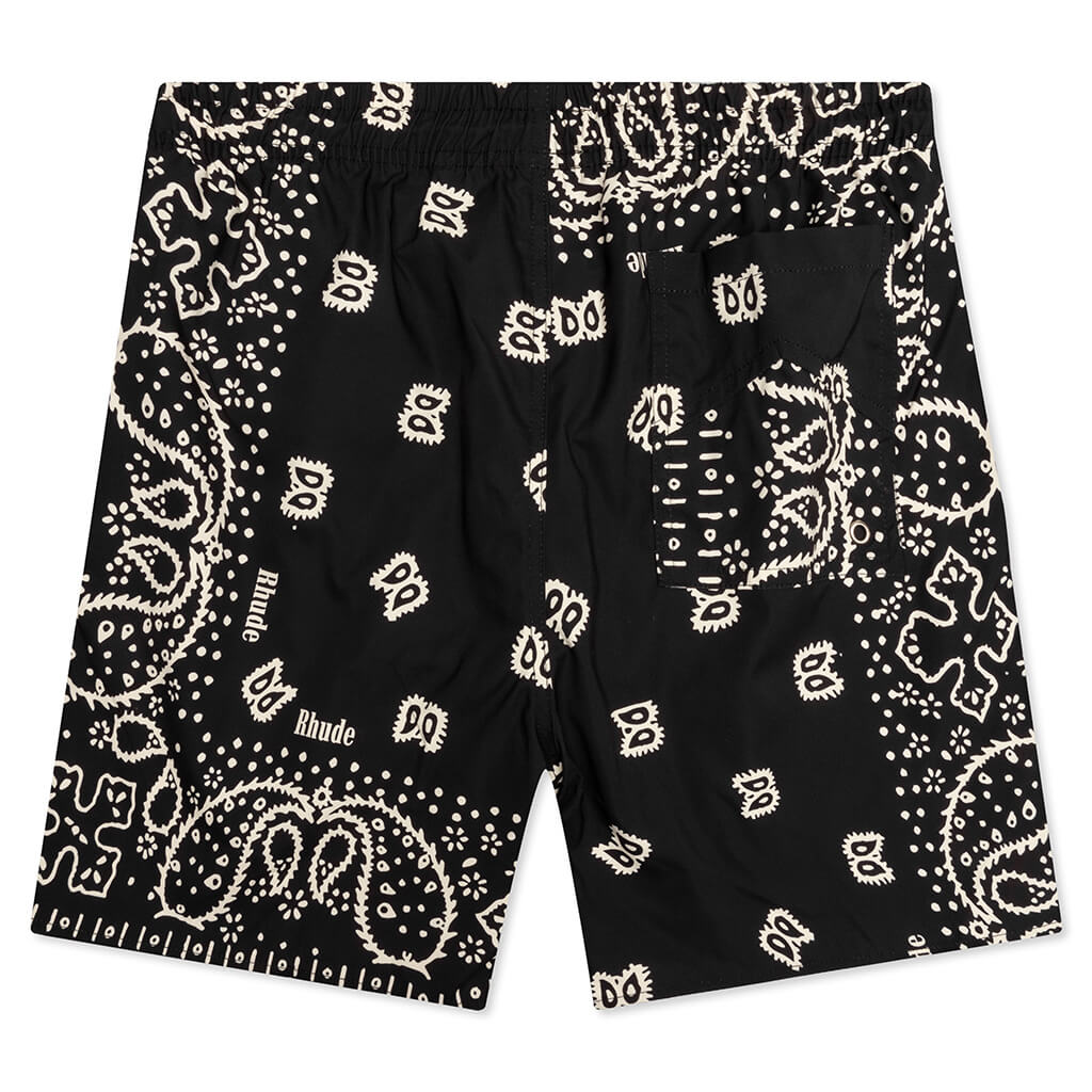 Bandana Print Swim Short - Black/White – Feature