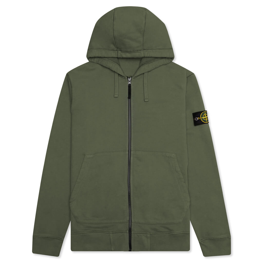 Stone Island Hooded Full Zip Sweatshirt 64220 - Sage Green – Feature
