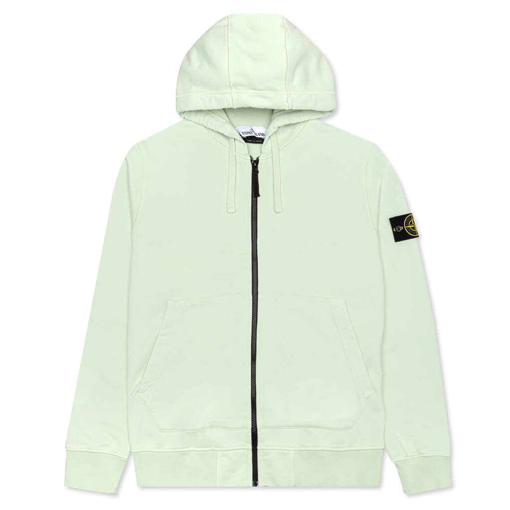 Stone Island Full Zip Hooded Sweatshirt Light Green Feature