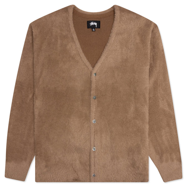 stussy shaggy cardigan taupe