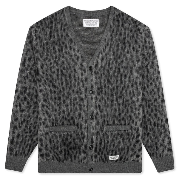 Wacko Maria Leopard Mohair Cardigan - Grey