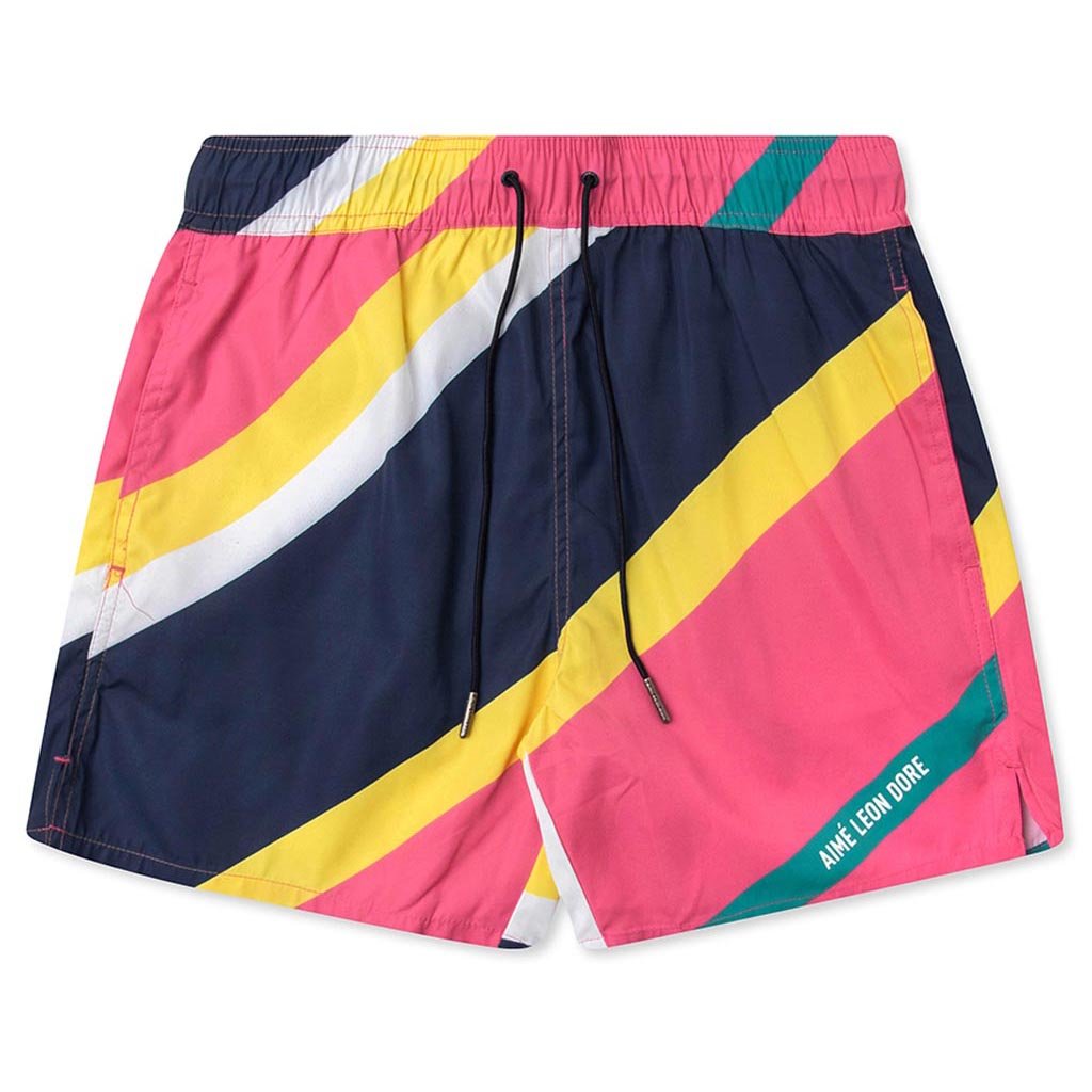 Nautical Stripe Swim Trunks - Pink – Feature