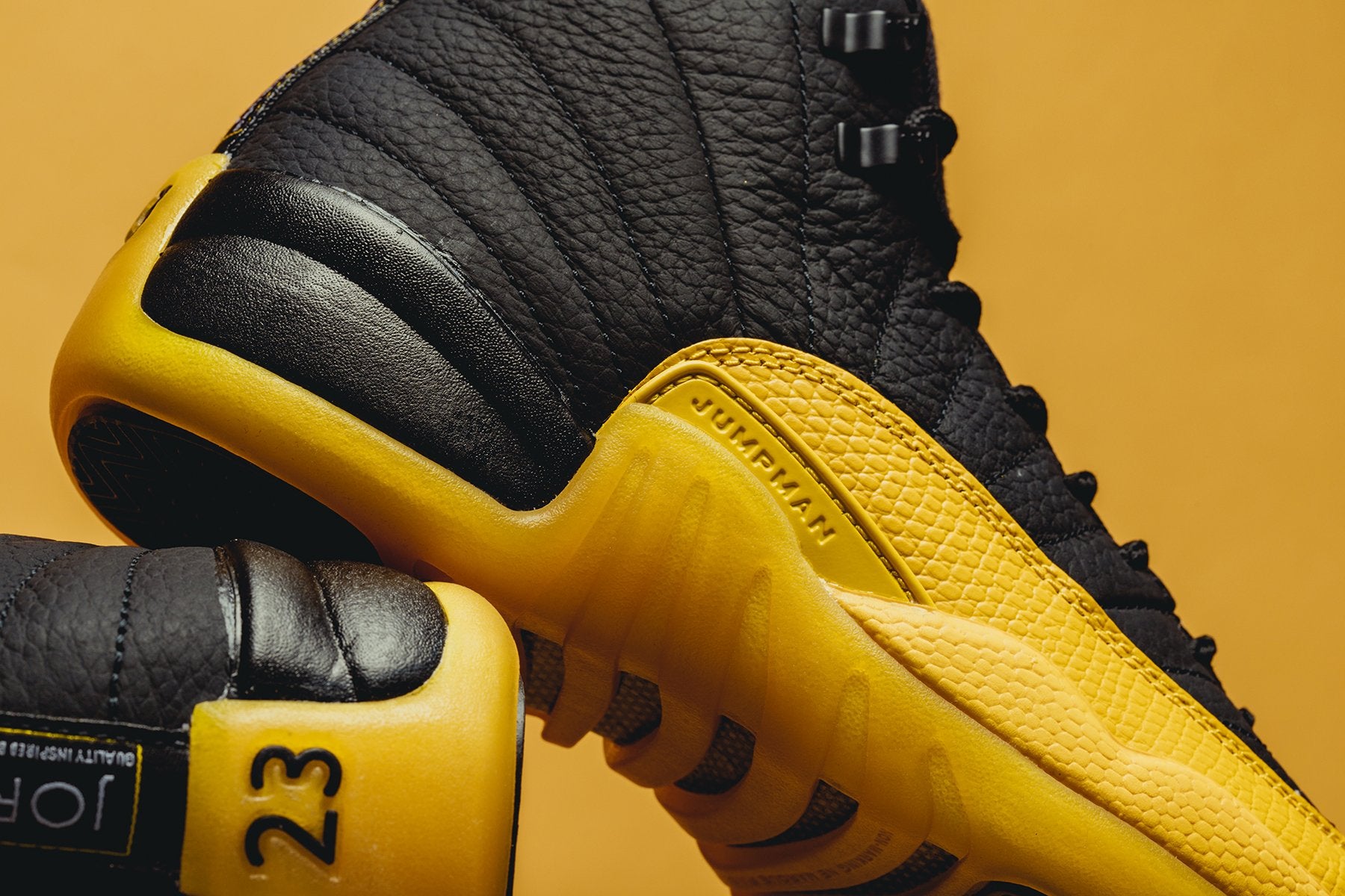 black and yellow jordan 12 gs