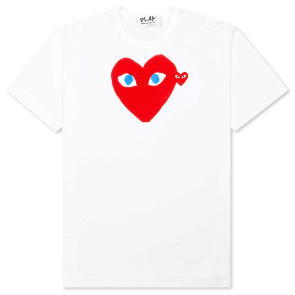 Comme Des Garcons Play Blue Eyes Red Heart T Shirt White Feature