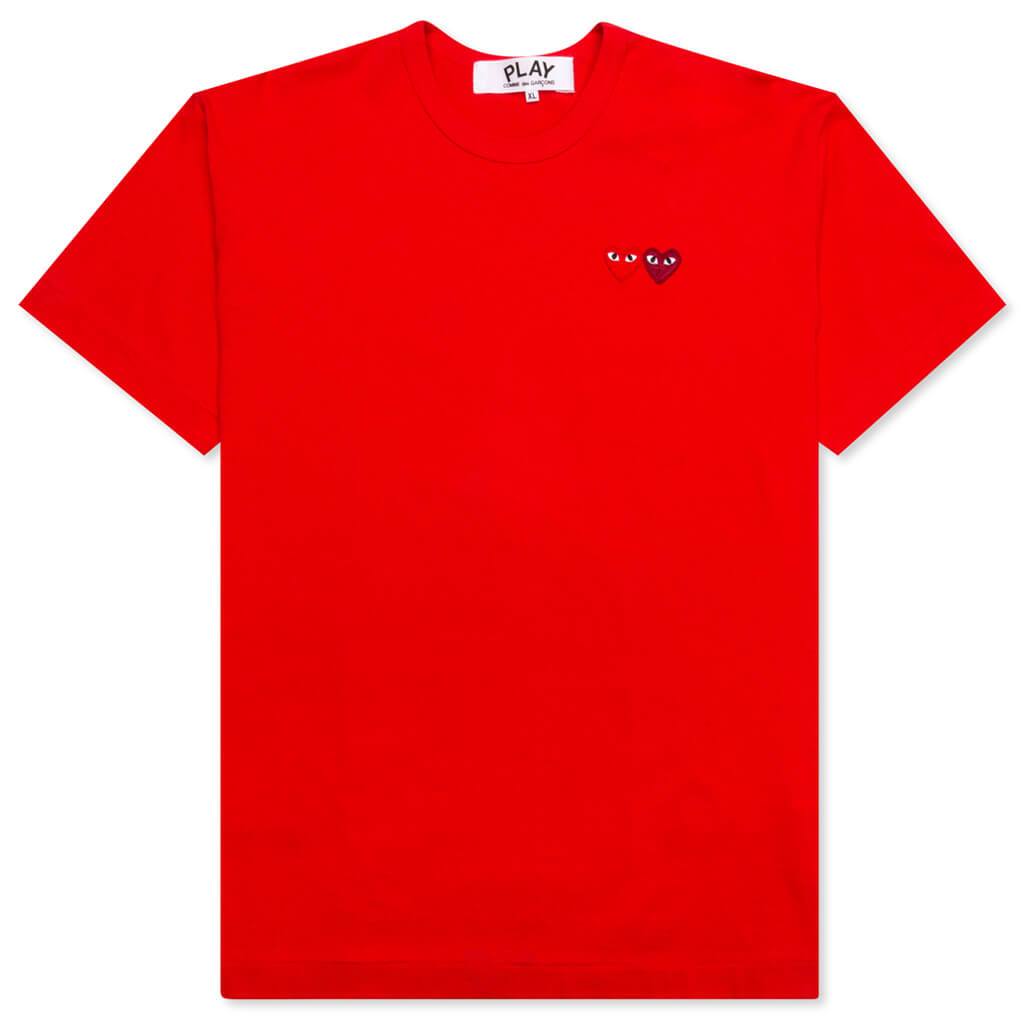 Comme des Garcons PLAY Double Hearts T-Shirt - Red – Feature
