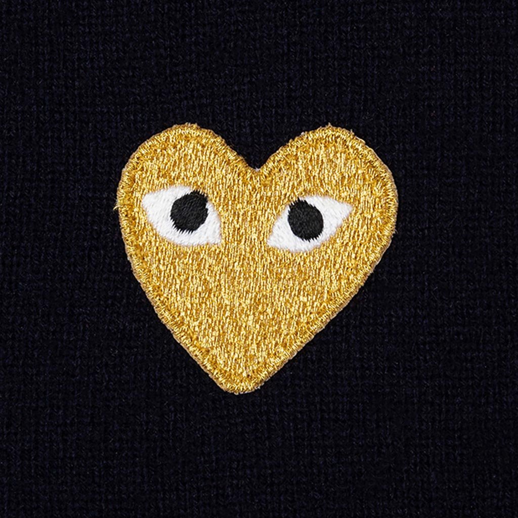 Comme des Garcons PLAY Gold Heart Cardigan - Navy – Feature