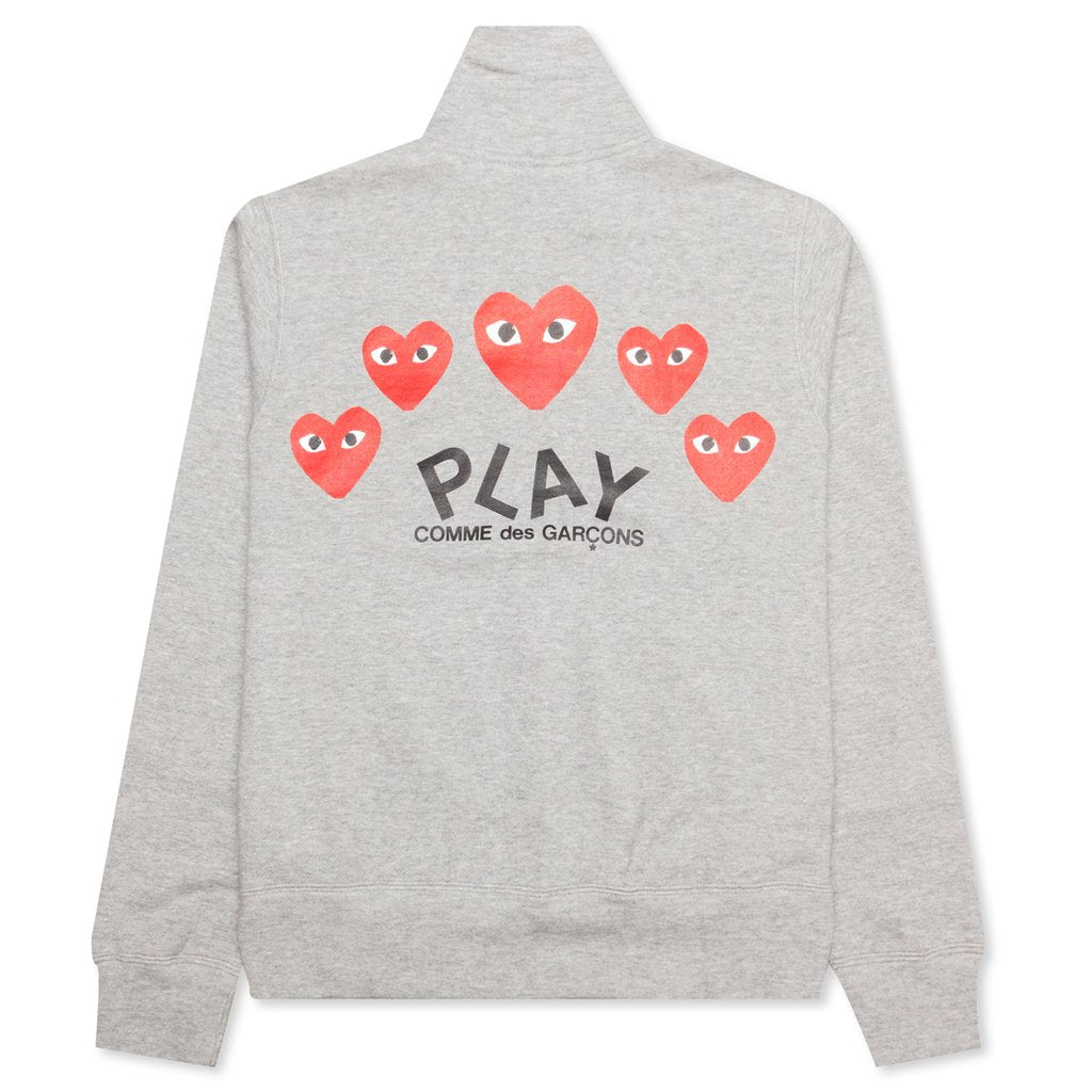 Comme des Garcons PLAY Multi Heart Zip Sweatshirt - Grey – Feature
