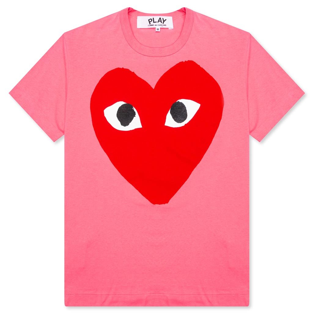 Comme des Garcons PLAY Pastelle Red Logo T-Shirt - Pink