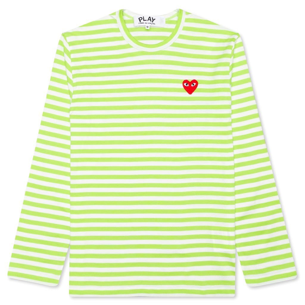 comme des garcons striped shirt green