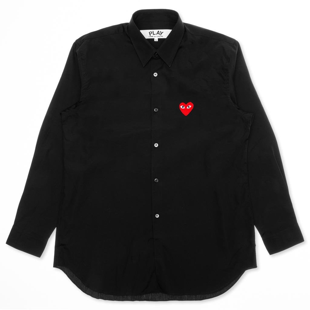 Comme des Garcons PLAY Red Emblem Button Down - Black – Feature