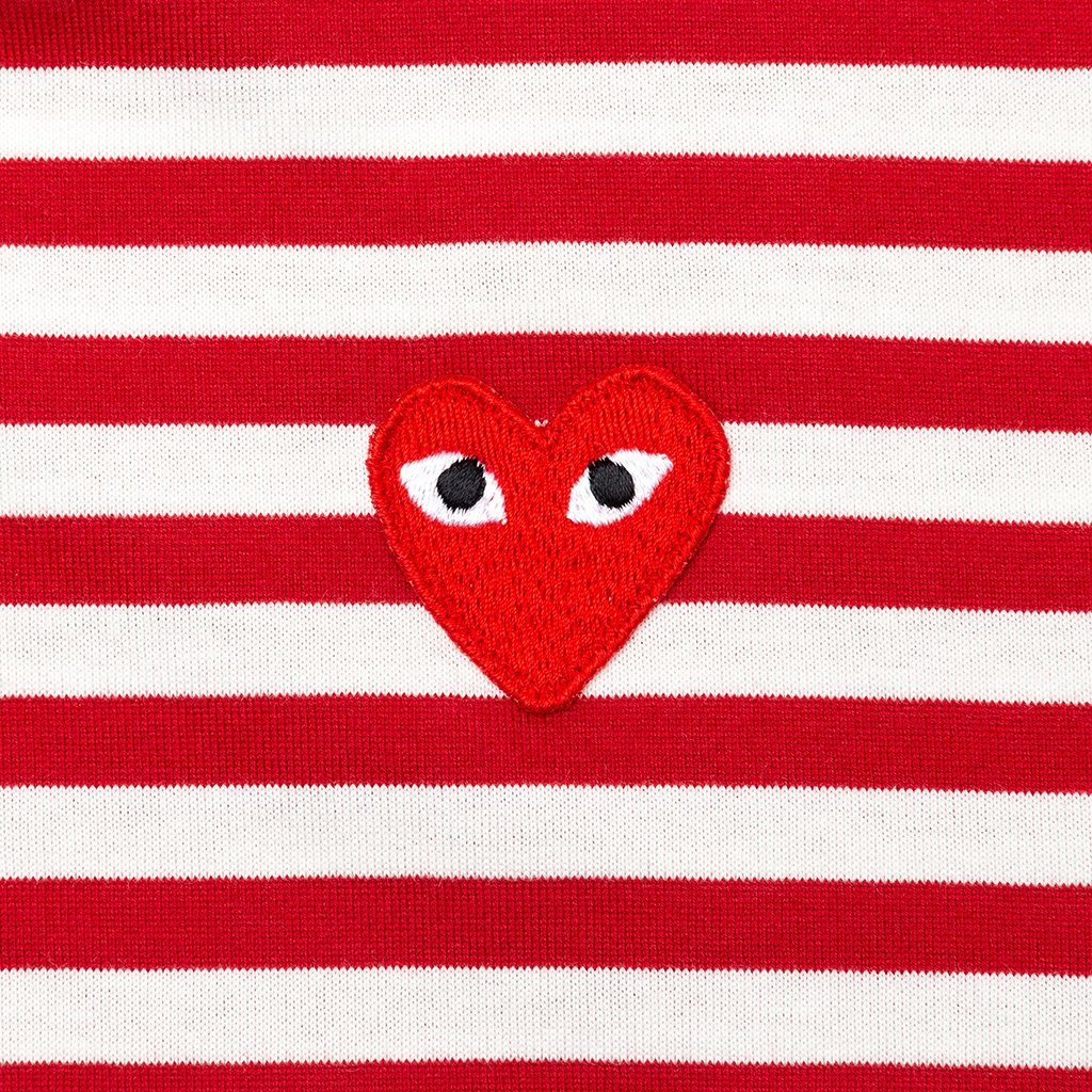 cdg red striped shirt