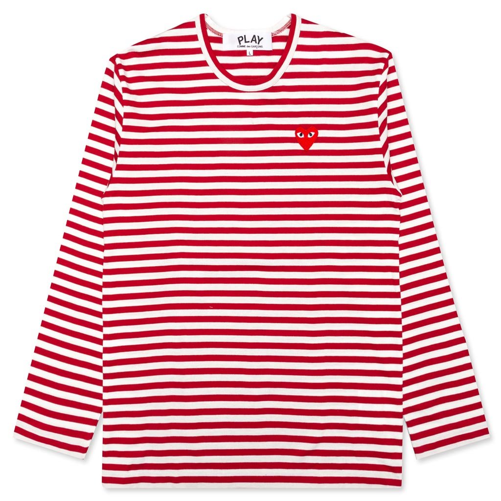 red and white long sleeve