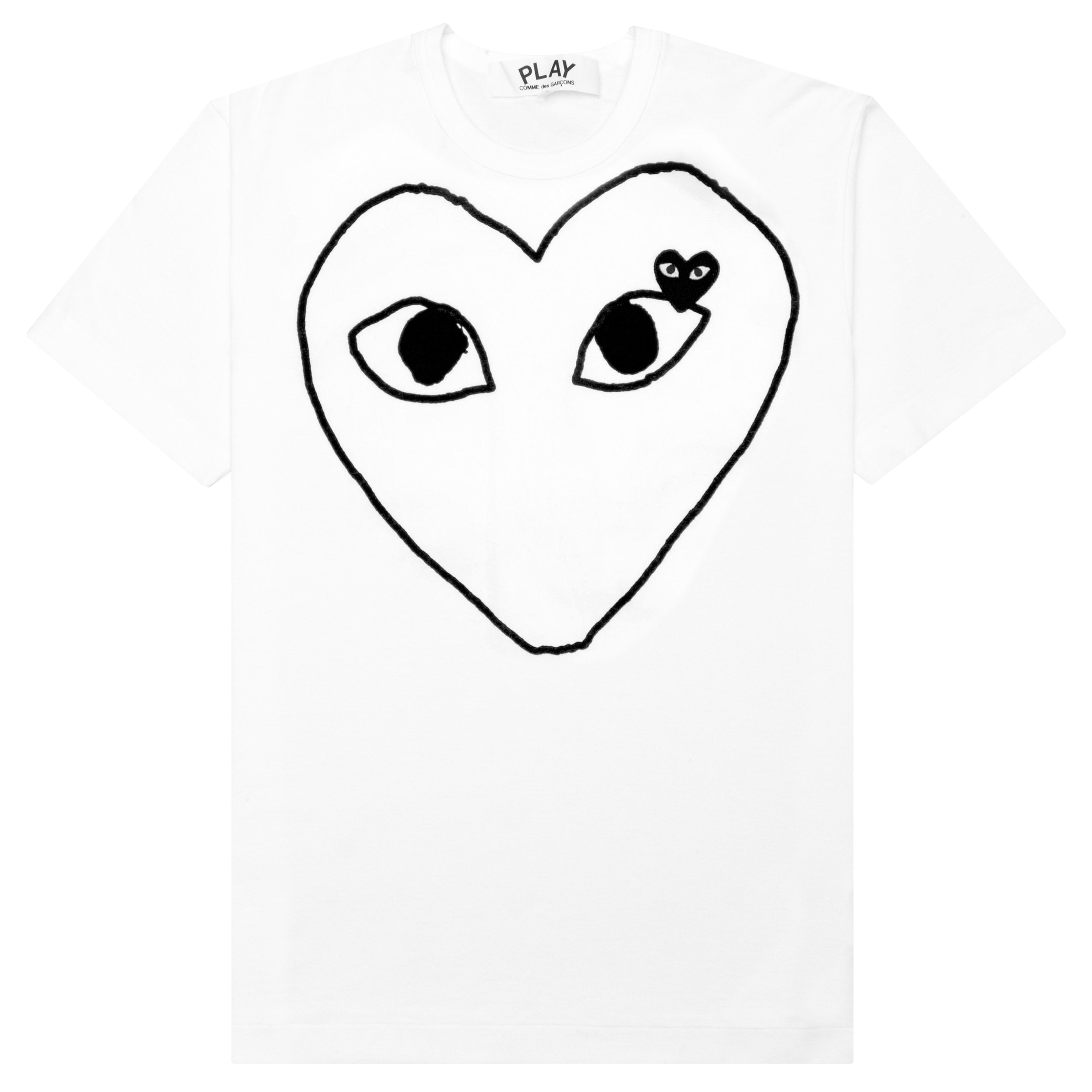 Comme des Garcons PLAY Women's Black Emblem Heart Sketch Tee - White ...