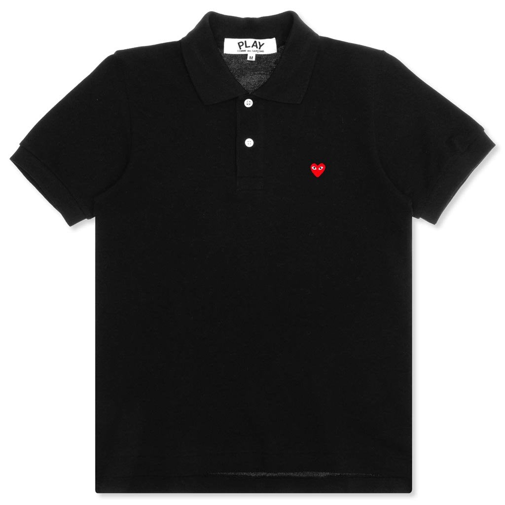 Comme des Garcons PLAY Women's Small Red Heart Polo Shirt - Black – Feature