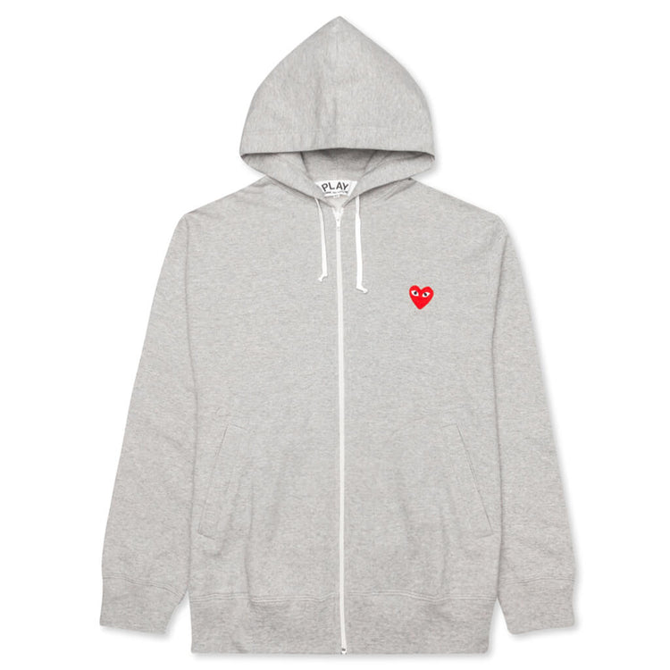 Comme Des Garcon PLAY Zip Up Hoodie - Grey | Feature