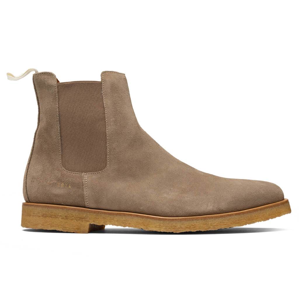 common projects grey suede chelsea boots