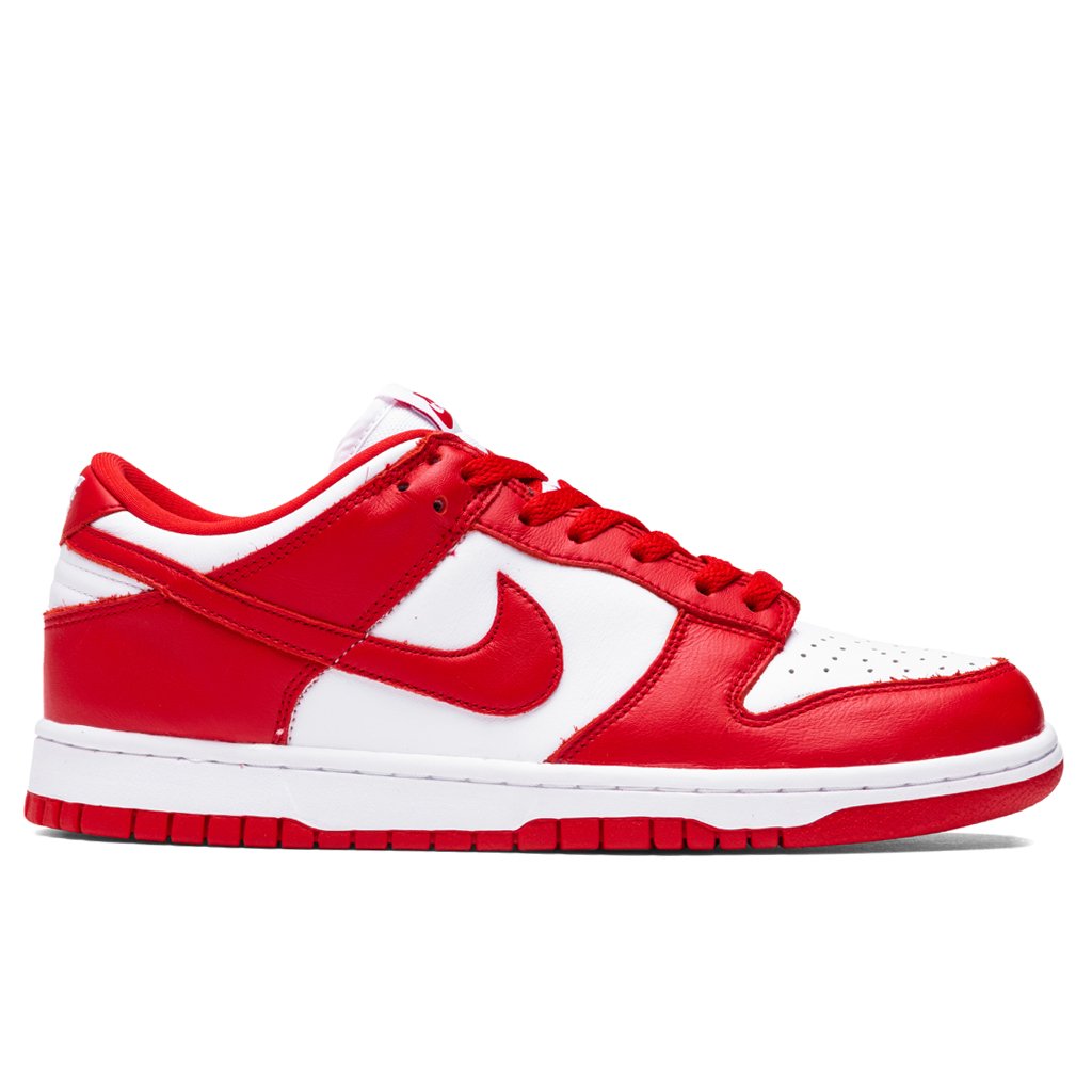 red and white dunk low