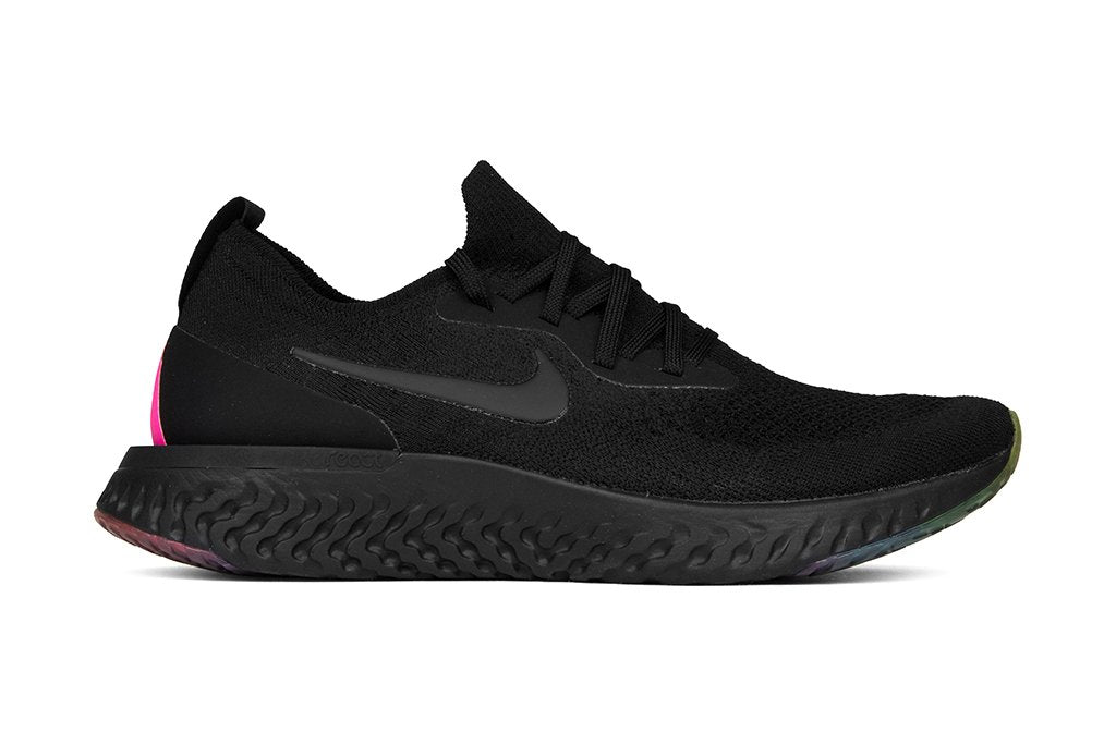 nike epic react flyknit black black white