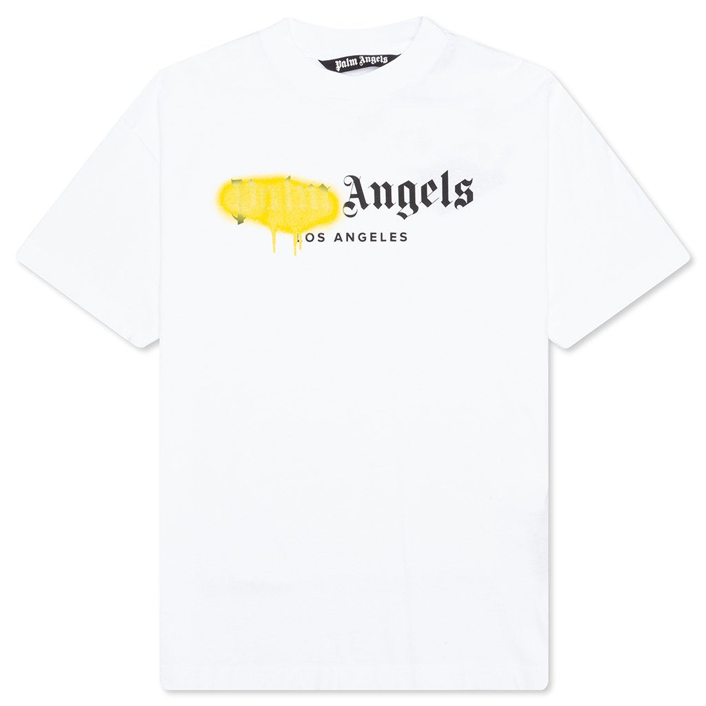 Palm Angels LA Sprayed Logo Tee - White/Yellow – Feature