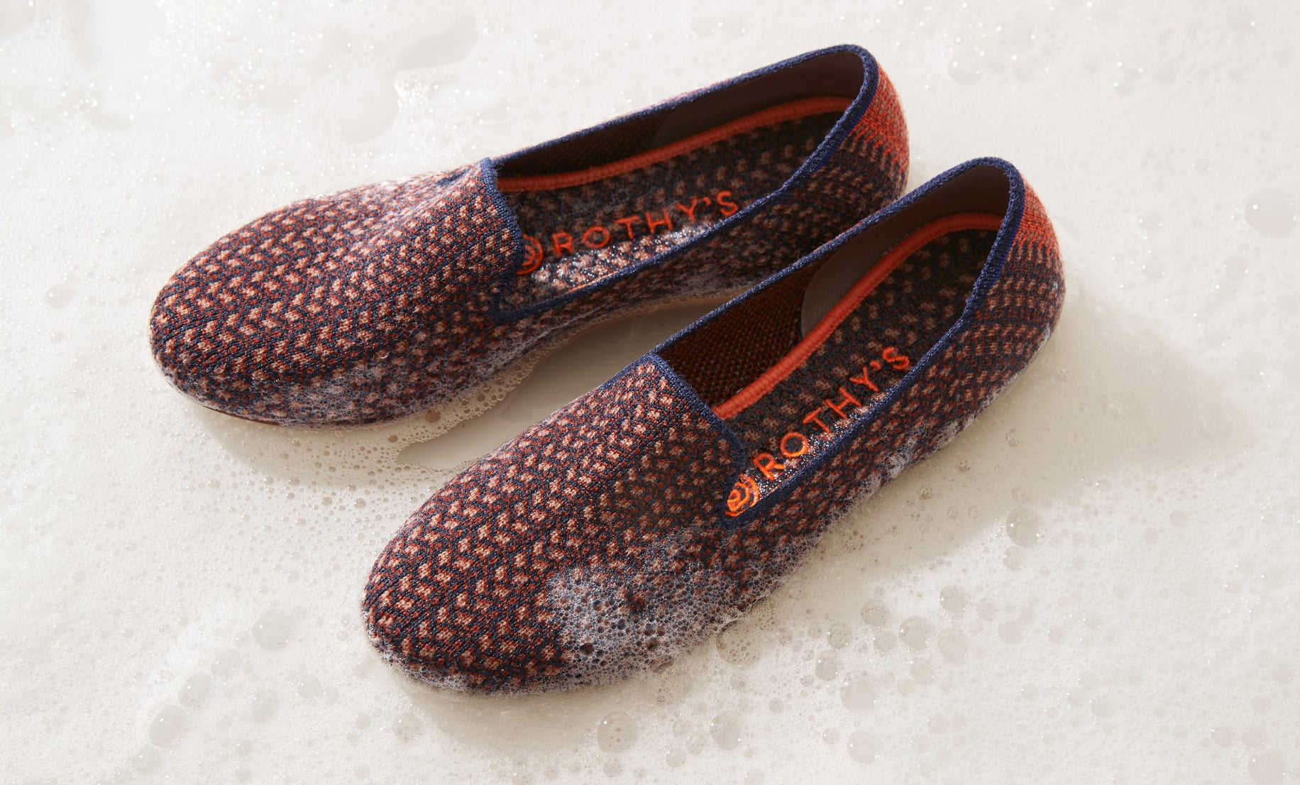 The Merino Loafer in Walnut Tweed, shown in soapy water. 