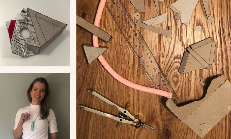 Images showing how to make a papier-maché necklace with newspapers. 