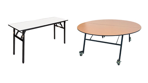 Novox Vidal 6 英尺矩形和折叠和滚动圆形宴会桌