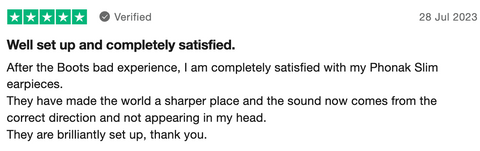 positive review from trustpilot