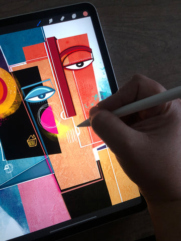 Drawing process on iPad of digital art