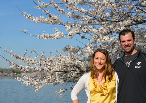 Tiffany and Steve in Front of Cherry Blossoms