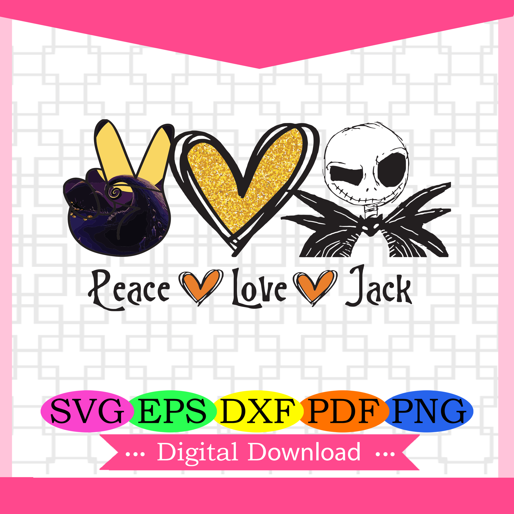 Download Peace Love Jack Svg Heart Svg Cute Heart Nightmare Svg Nightmare L Silkysvg