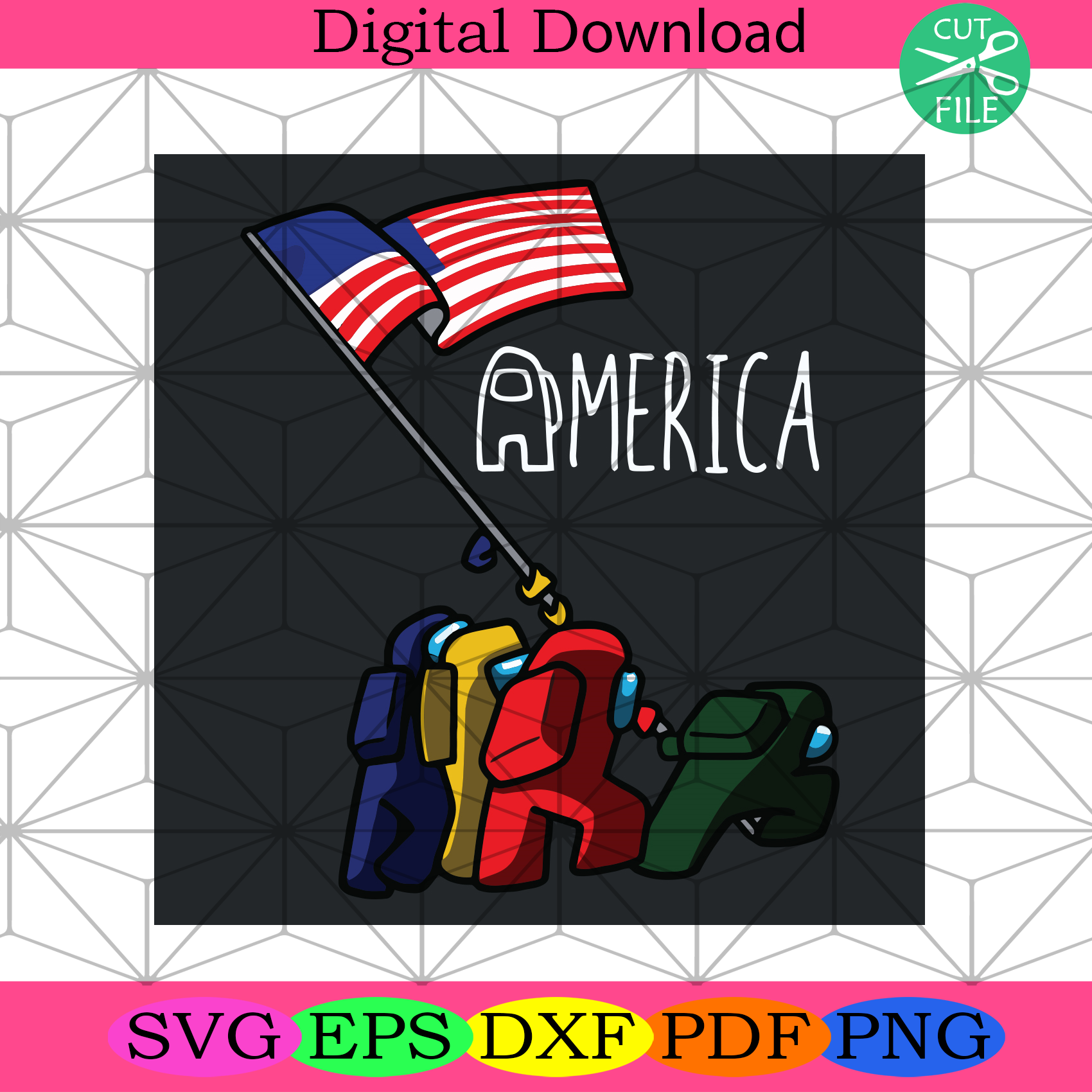 Among Us America Flag Svg Among Us Svg, America Flag Svg