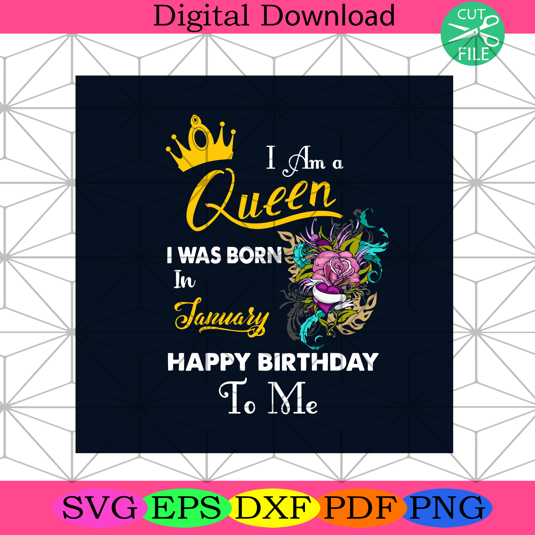 Download I Am A Queen I Was Born In January Happy Birthday To Me Svg Birthday Silkysvg