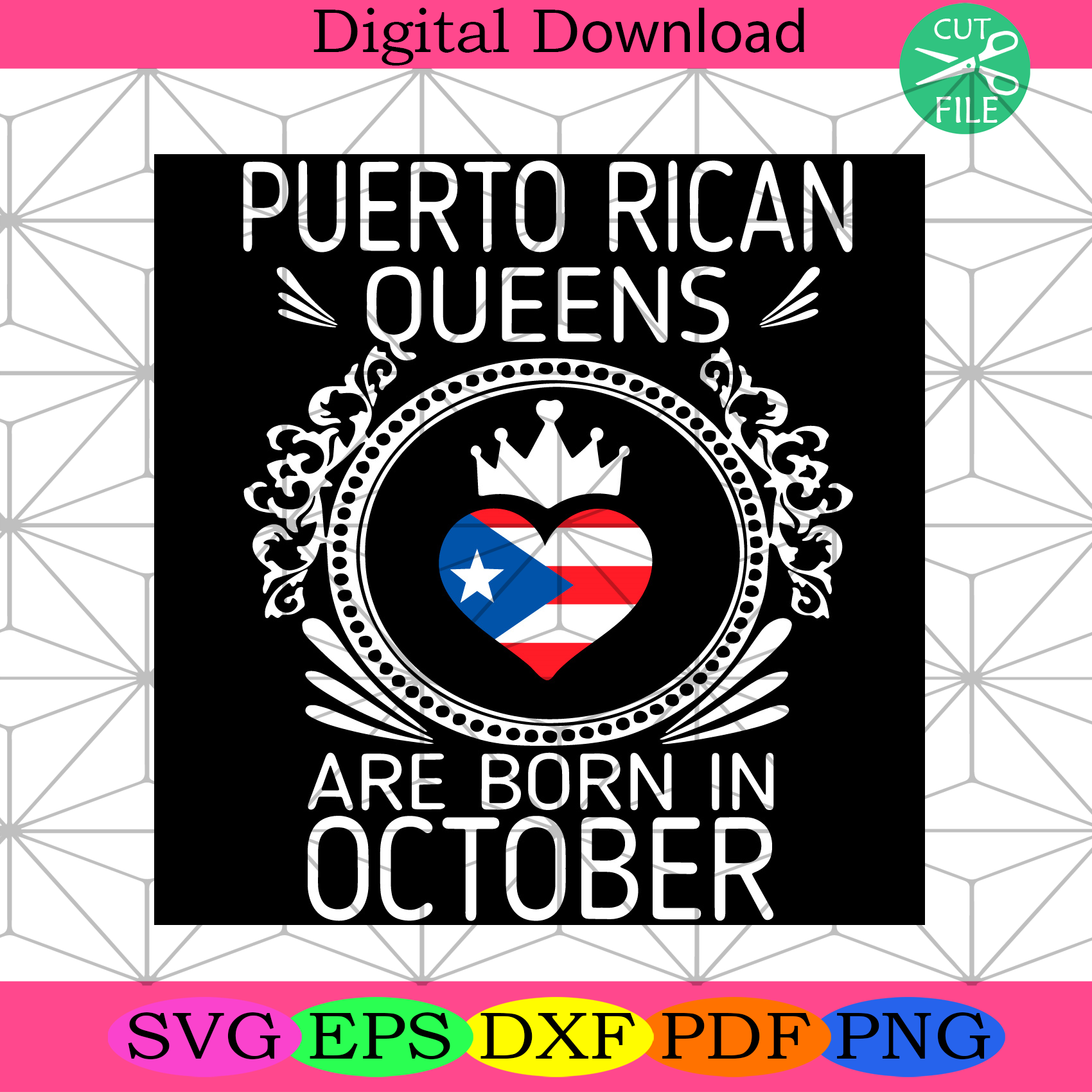 Womens Puerto Rican Queens Are Born In October Svg Birthday Svg