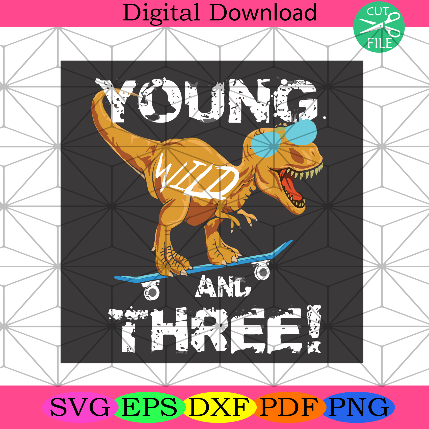 Young Dinosaur 3 Svg Birthday Svg, Baby Dinosaur Svg