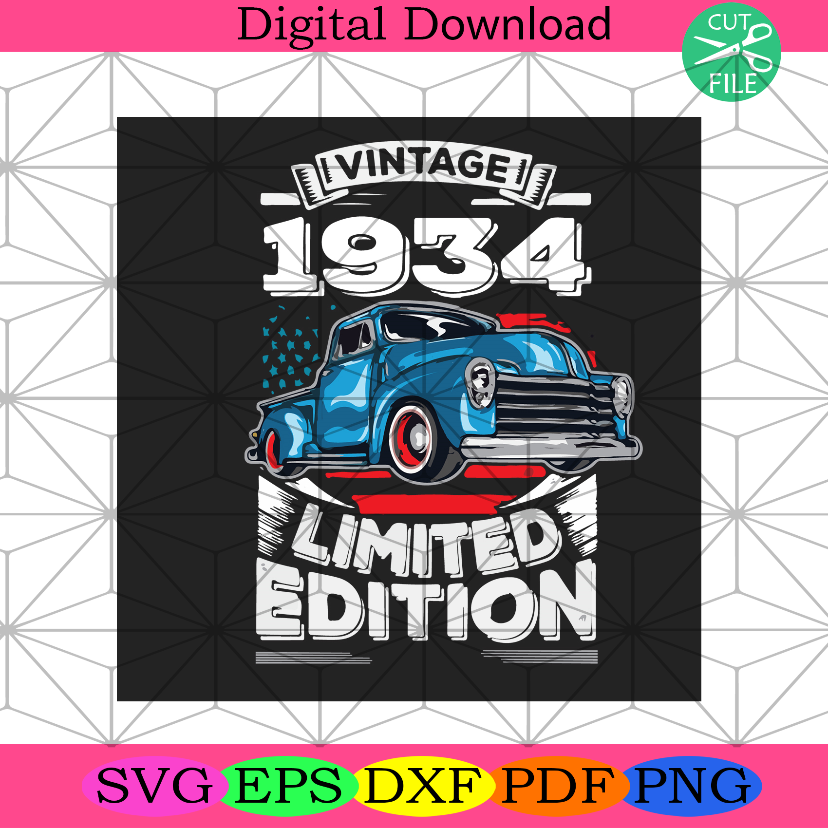 Vintage 1934 Limited Edition Birthday Svg, Birthday Svg, 1934 svg