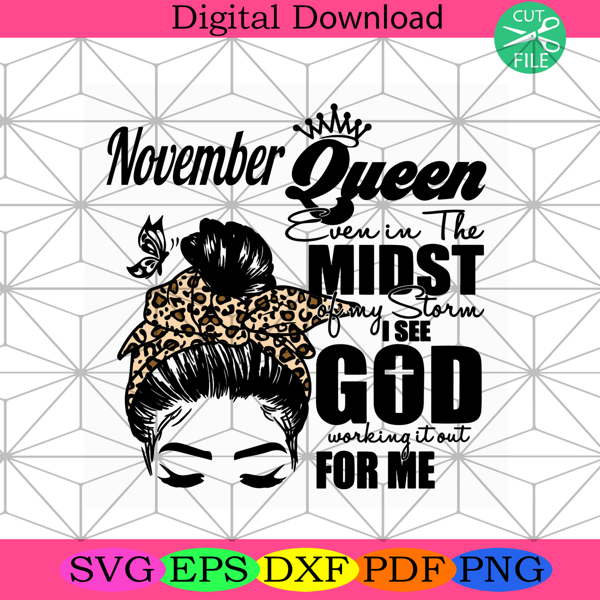 Download November Queen Leopard Headband Girl Birthday Svg ...