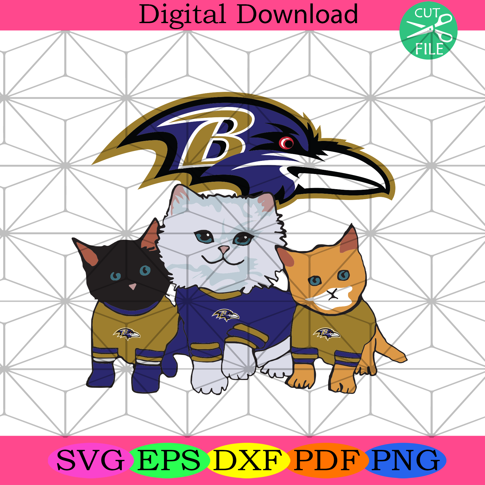 Baltimore Ravens Cat Svg Sport Svg, Baltimore Ravens, Ravens Svg - SilkySVG