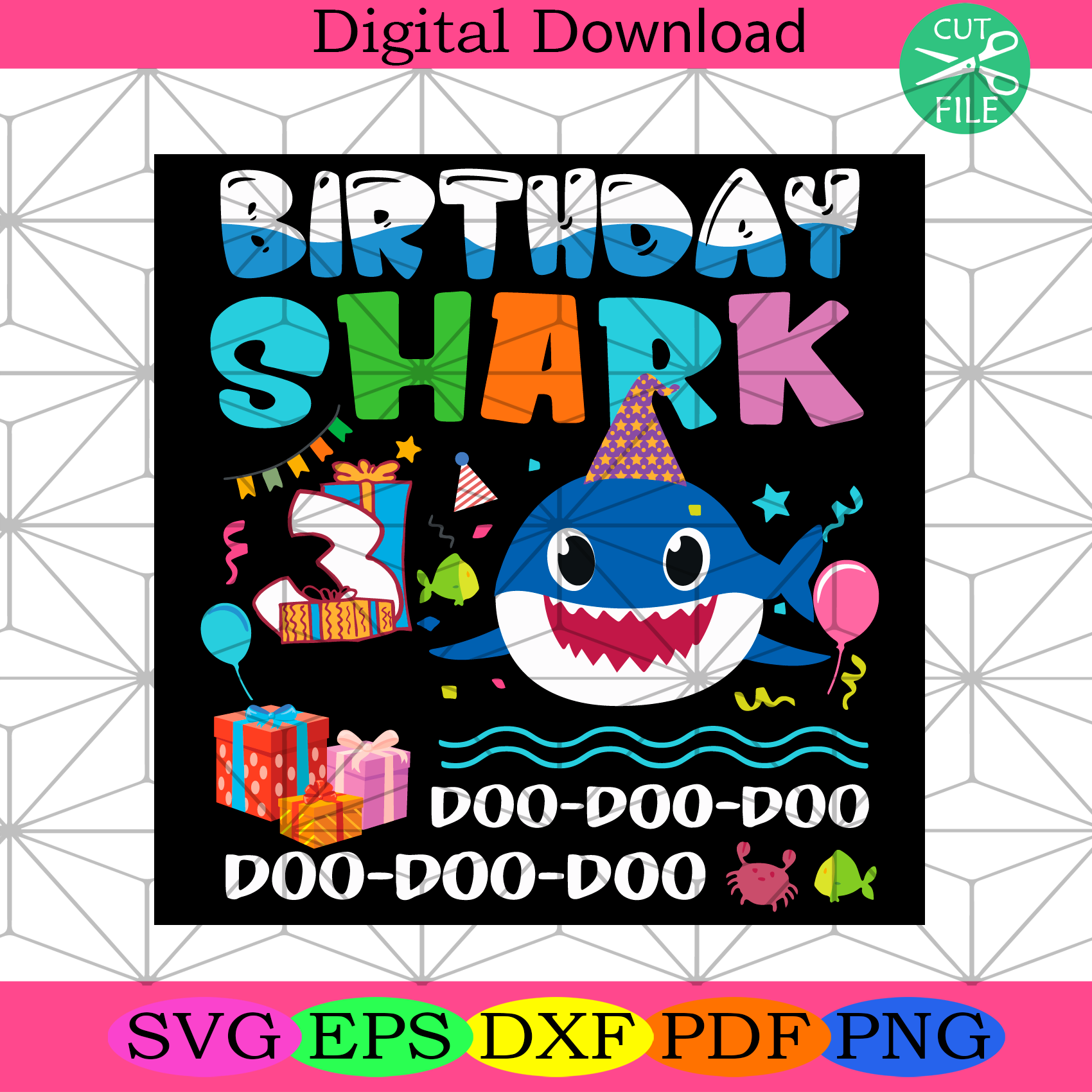 Download Birthday Shark 3 Years Old Svg Birthday Svg Baby Shark Svg Shark Sv Silkysvg