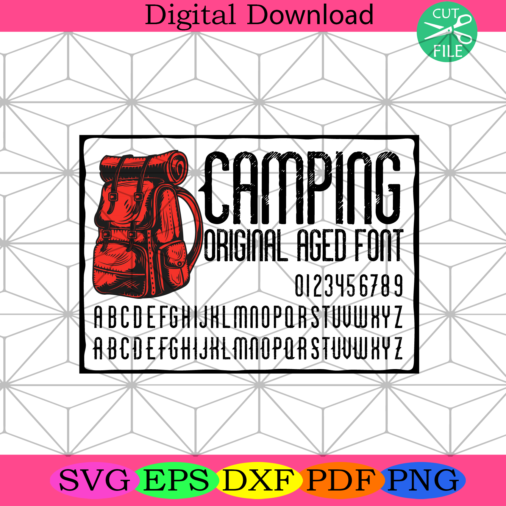Camping Original Aged Font Svg Camping Svg, Bag Svg, Red Bag Svg
