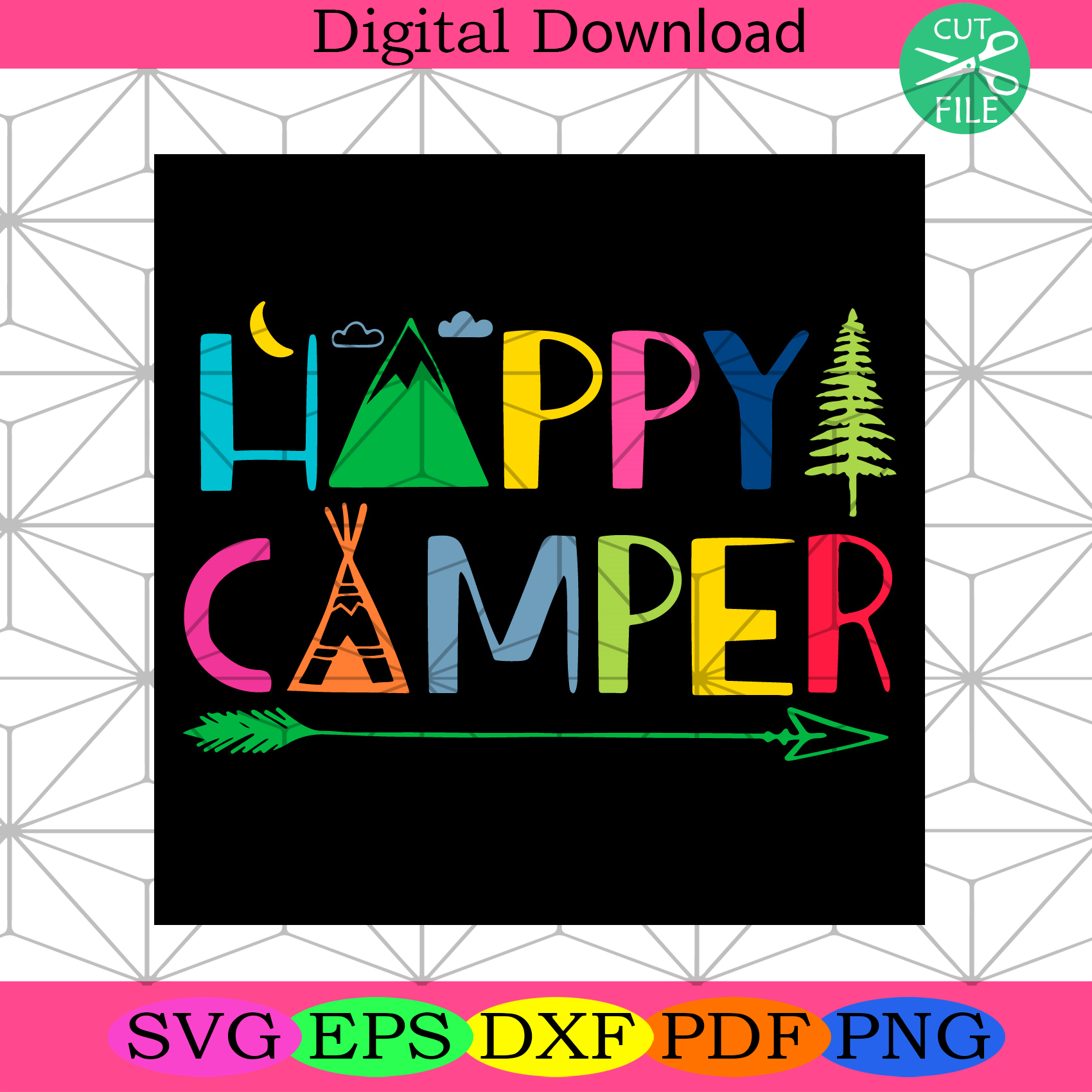 Arrow Camper Happy Camp Svg Camping Svg, Happy Camp Svg