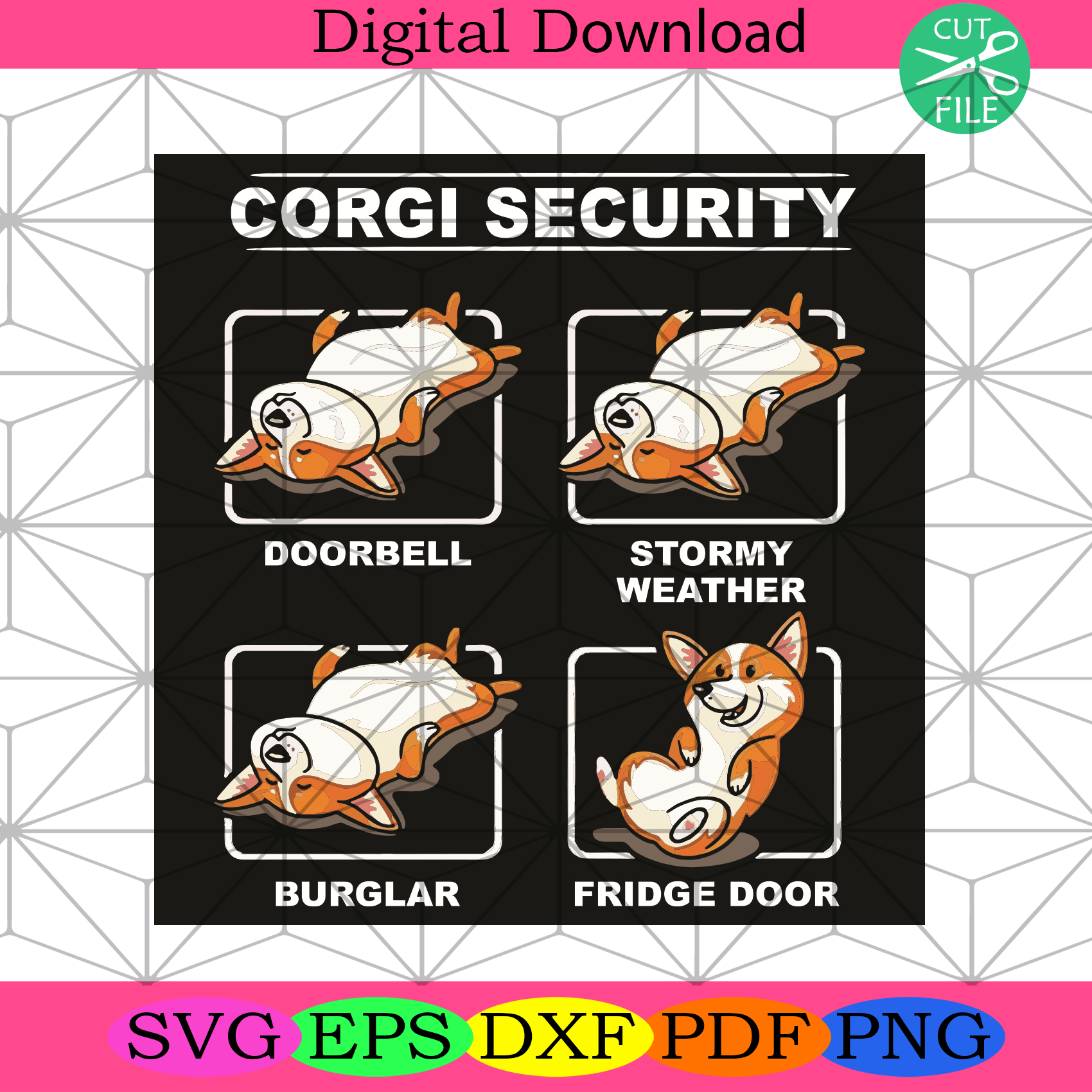 Corgi Security Svg Trending Svg, Corgi Security Svg, Doorbell Svg