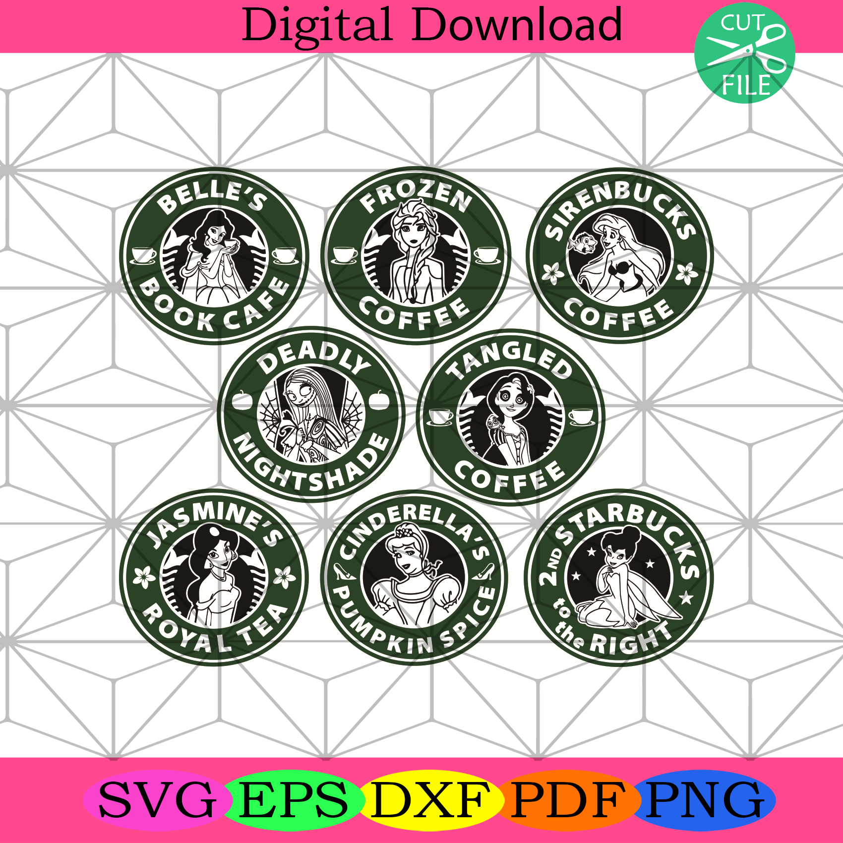 Starbucks Coffee Disney Princess Svg Disney Svg, Disney Princess Svg