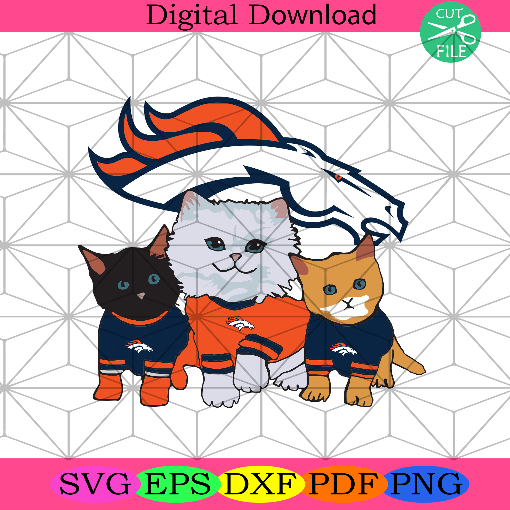 Denver Broncos Cat Svg Sport Svg, Denver Broncos, Broncos Svg SilkySVG