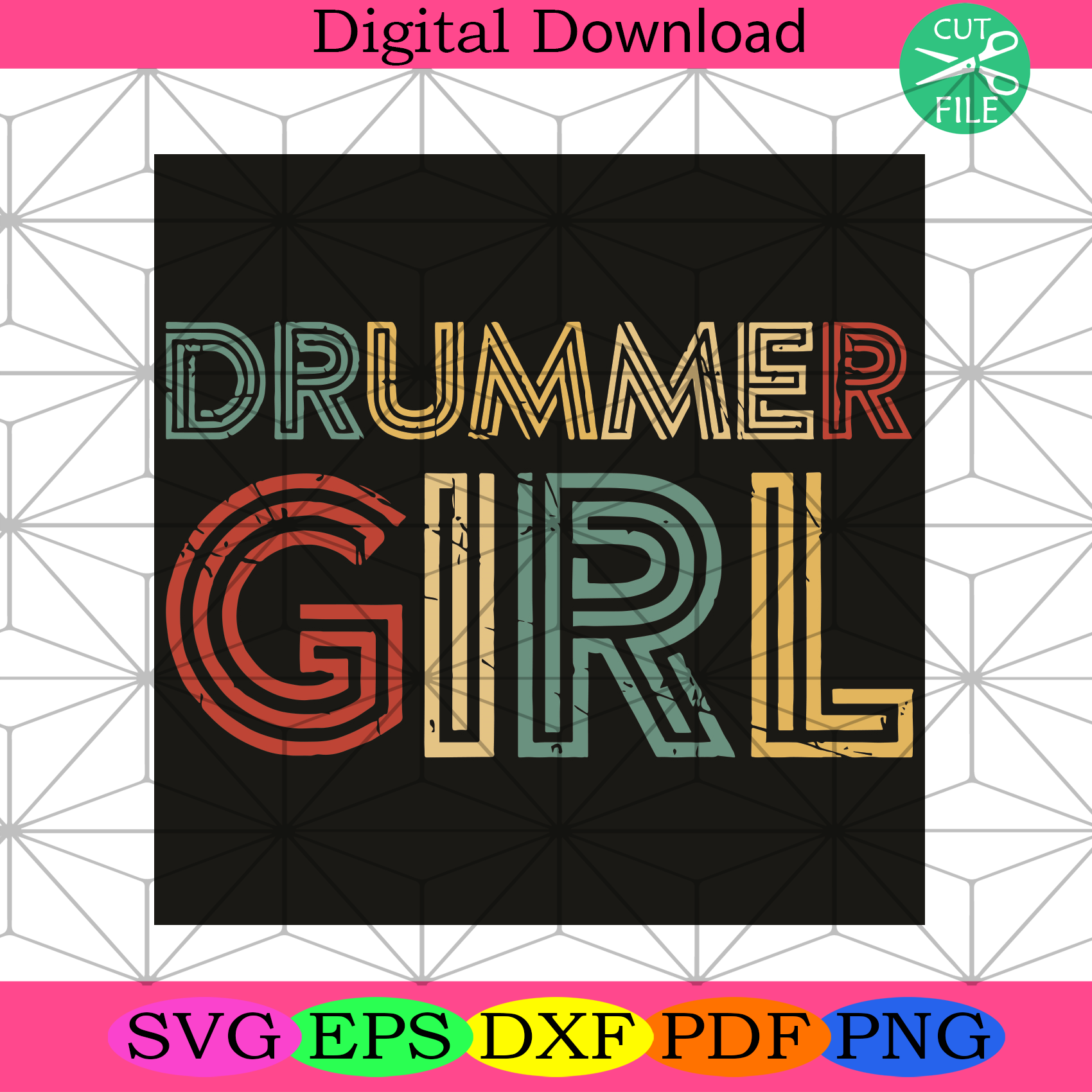 Drummer Girl Svg Trending Svg, Drummer Girl Svg