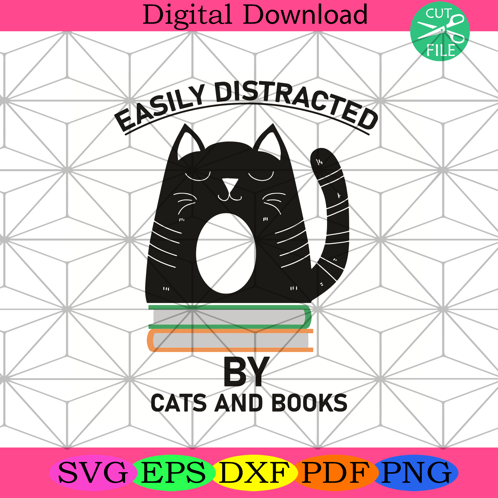 Easily Distracted By Cats And Books Svg Trending Svg, Cat Svg